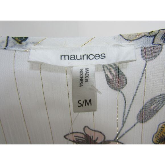 Maurices Floral Wrap Cover Top Womens sz S/M Boho Cottagecore Whimsical Kimono - Picture 3 of 6